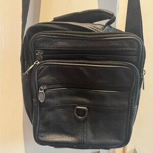 Men's Black Crossbody Shoulder Bag - Classic Organizer